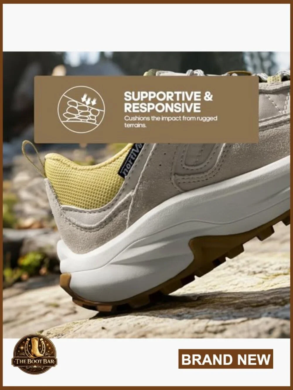 Waterproof Hiking Shoes with Arch Support Suede Leather EVA Midsole Lugged Sole